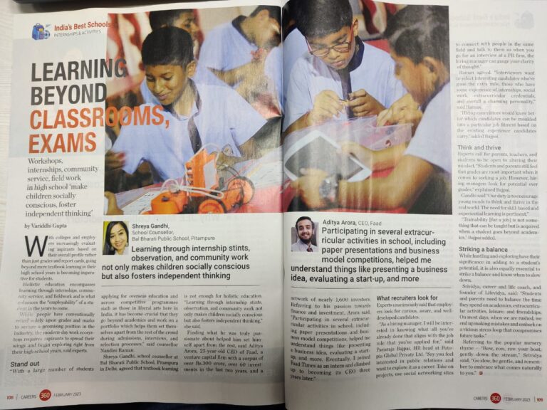 Media publication feature on Variddhi G. Agrawal's career counselling work and student impact