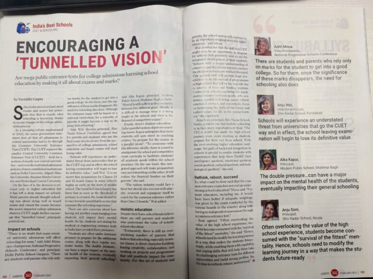 Newspaper article highlighting institutional workshops and stream selection guidance
